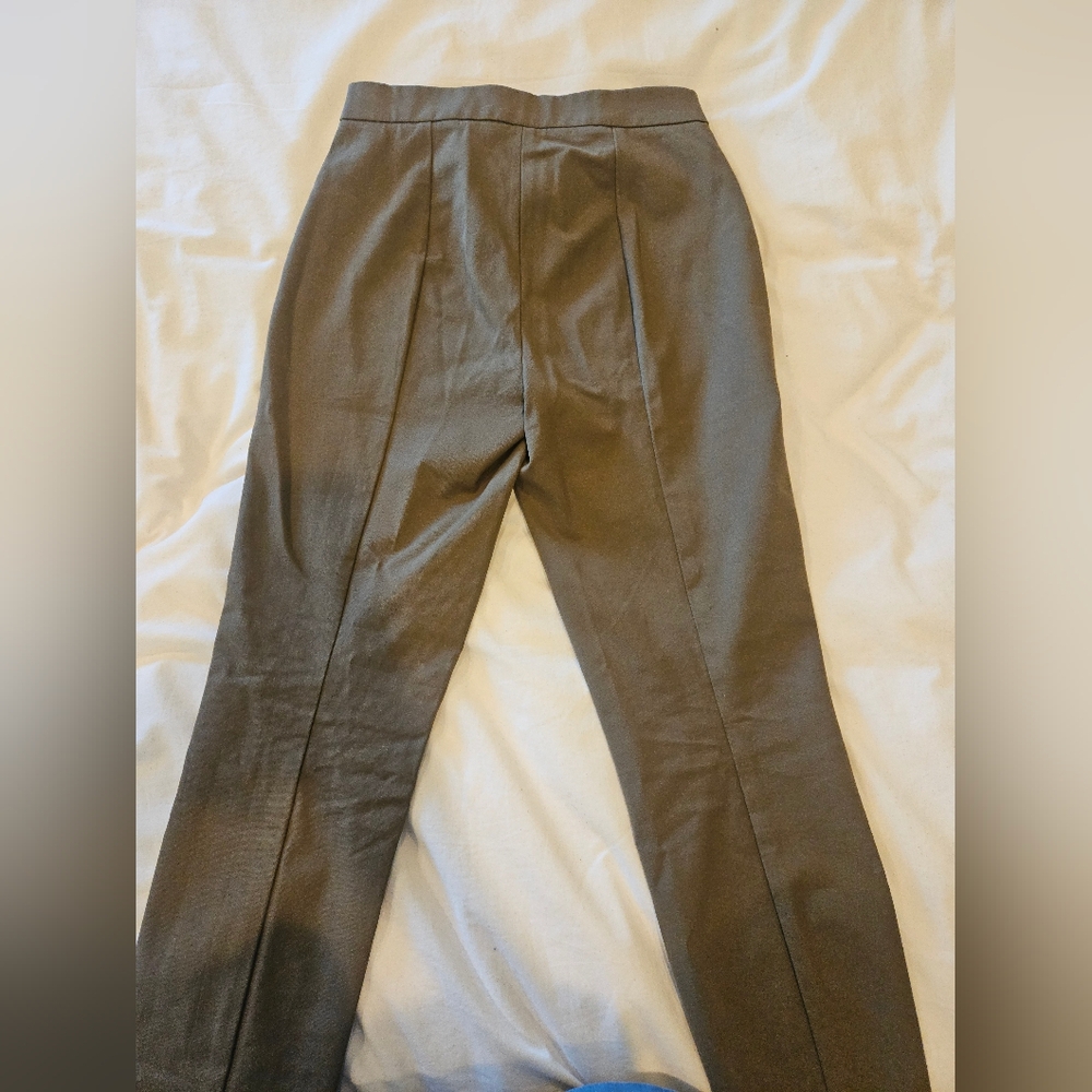 New Everlane Women's Kalamata Green Flat Front Pants Cotton Elastane in Size 2 - Picture 6 of 7